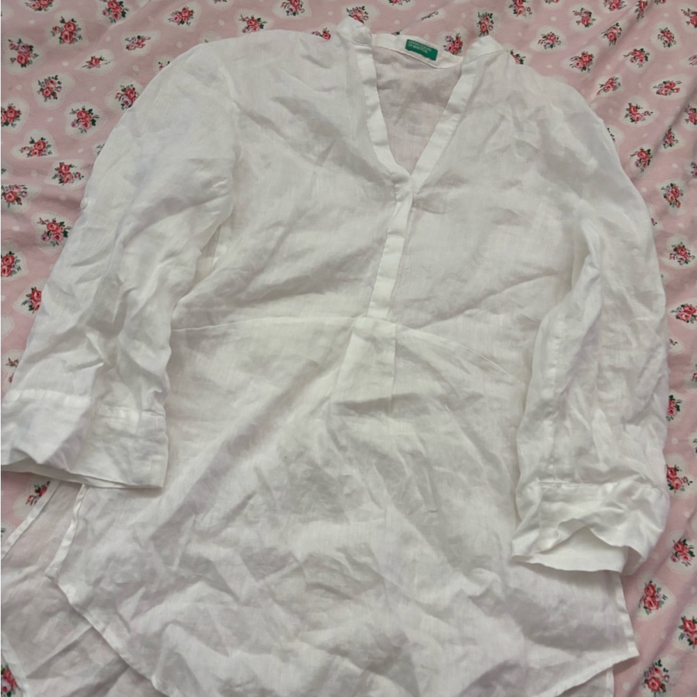 United Colors of Benetton White Linen Top